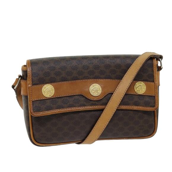 CELINE Macadam Canvas Shoulder Bag Pvc Brown - Picture 1 of 12